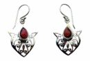 Silver Earring Garnet Stone