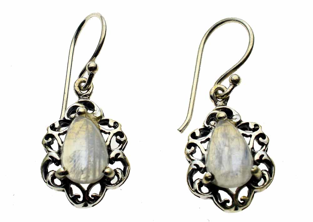 Silver Earring Rainbow Stone