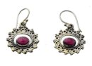 Silver Earring Garnet Stone