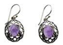 Silver Earring Amethyst Stone
