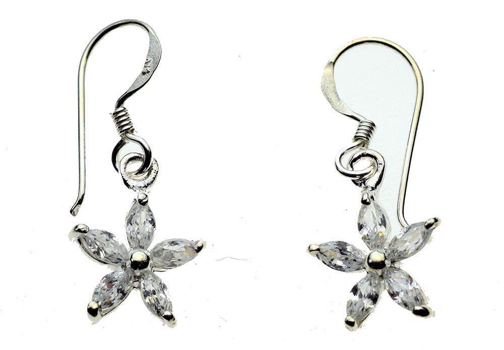 Silver Earring Flower Clear