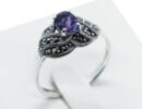 Silver Ring Marcasite Amethyst