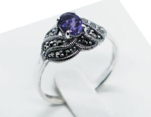 Silver Ring Marcasite Amethyst
