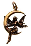 Bronze Pendant Fairy On Moon