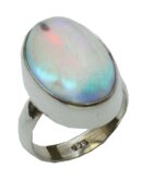 Silver Ring White Mystic Oval
