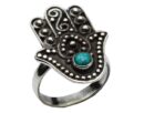 Silver Ring Turquoise Hand