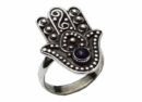 Silver Ring Amethyst Hand