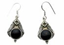 Silver Earring Garnet Drop
