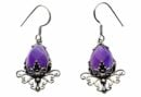Silver Earring Amethyst Cut
