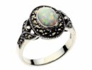 Silver Ring Marcasite Opal