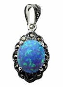 Silver Pendant Marcasite Blue