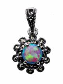 Silver Pendant Marcasite Blue