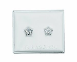 Silver Earring Star Clear Stone