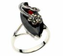 Silver Ring Marcasite Garnet