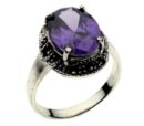 Silver Ring Marcasite Amethyst