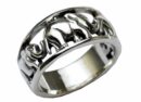 Silver Ring Band Elephants