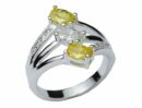 Silver Ring Double CZ Citrine