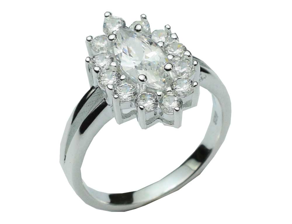 Silver Ring Oval CZ Clear