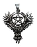 Silver Pendant Owl Pentagram Lisa Parker Licensed