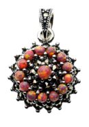 Silver Pendant Marcasite Pink