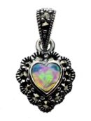 Silver Pendant Marcasite Blue