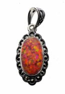 Silver Pendant Marcasite Pink