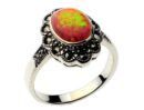 Silver Ring Marcasite Pink