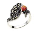 Silver Ring Marcasite Pink