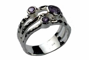 Silver Ring Circles Amethyst