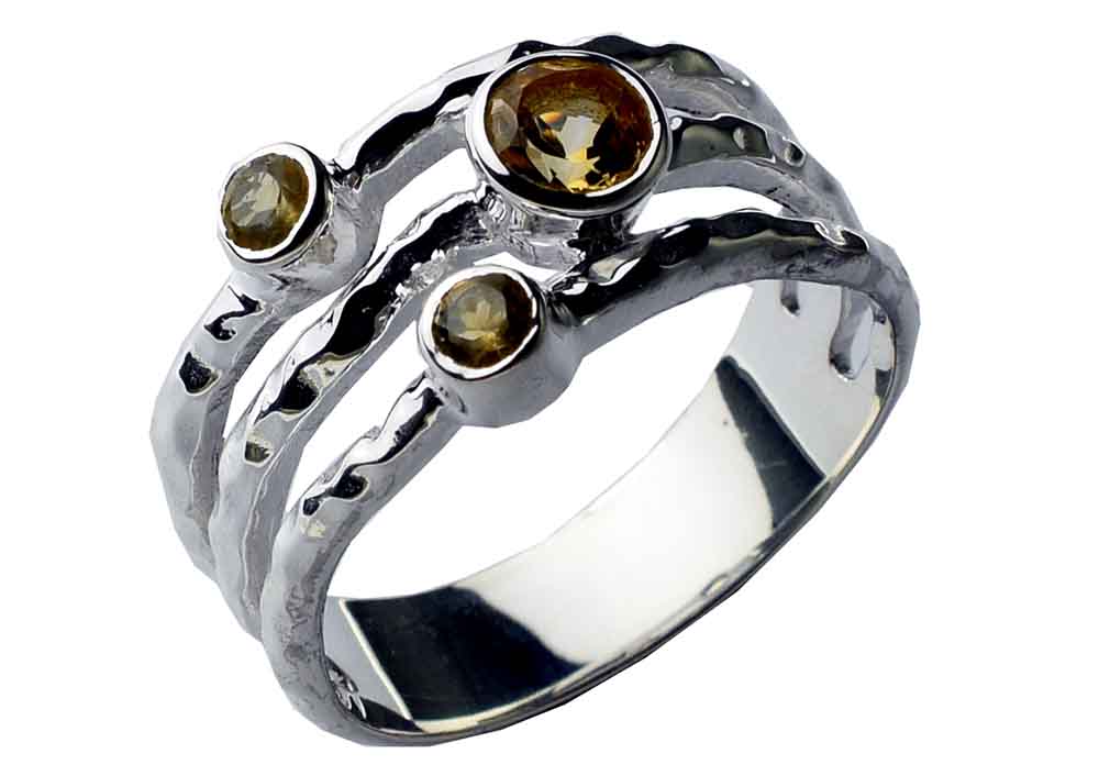 Silver Ring Circles Citrine