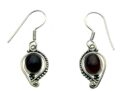Silver Earring Oval Garnet