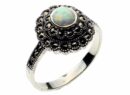 Silver Ring Marcasite Opal