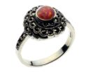 Silver Ring Marcasite Pink
