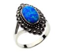 Silver Ring Marcasite Blue