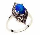Silver Ring Marcasite Blue
