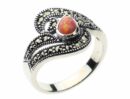 Silver Ring Marcasite Pink