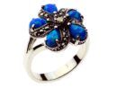 Silver Ring Marcasite Blue