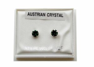 Silver Earring Stud Dark Green