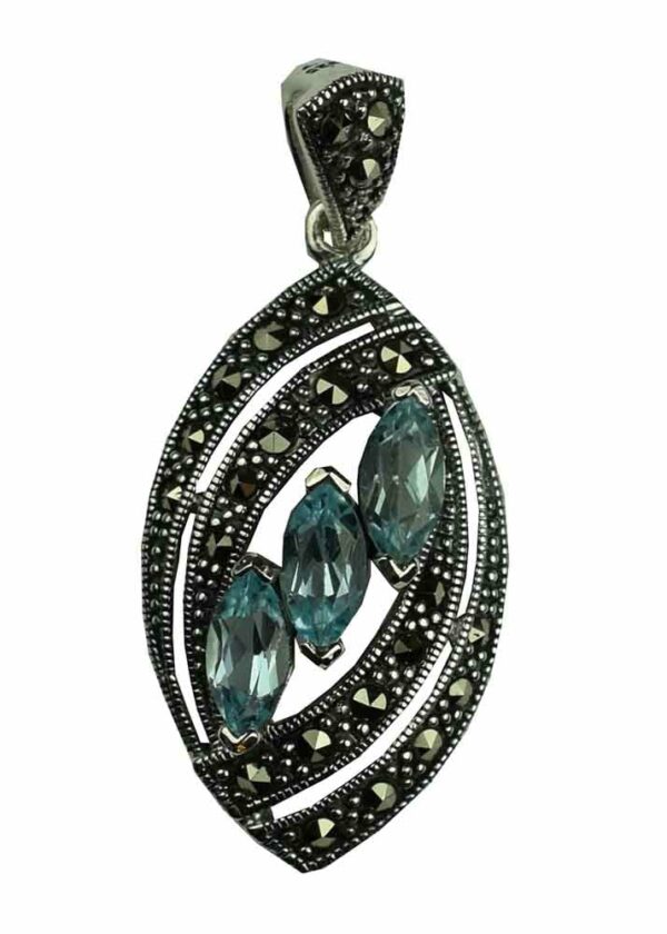 Silver Pendant Marcasite Topaz