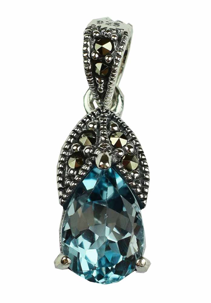 Silver Pendant Marcasite Topaz