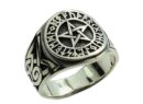 Silver Ring Pentagram With Run