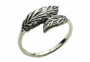 Silver Ring Double Leaf
