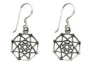 Silver Earring Stars In Circle