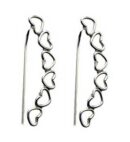 Silver Earring Hearts Drop