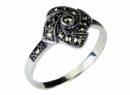 Silver Ring Marcasite Square