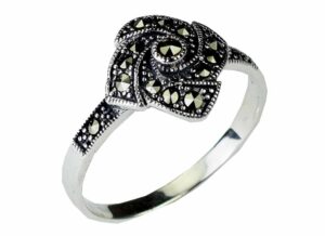 Silver Ring Marcasite Square