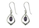 Silver Earring Amethyst Stone
