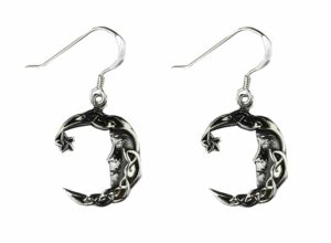 Silver Earring Moon Celtic