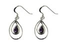 Silver Earring Oval Amethyst