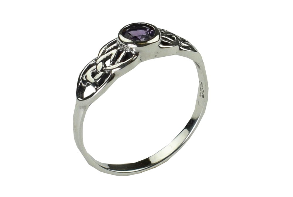 Silver Ring Celtic Amethyst